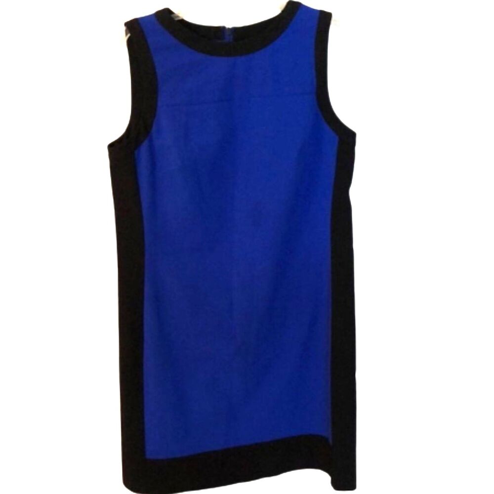 LAUREN RALPH LAUREN DRESS SIZE 12 ROYAL BLUE / BLACK SLEEVELESS CAREER DRESS